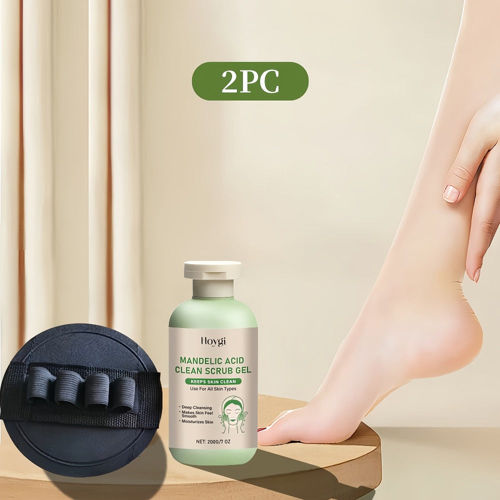 Mandelic Acid AHA Exfoliating Gel & Five-Finger Mud Scrubber Glove 2-Piece Set for Bath Time, Home Spa and Personal Care — im