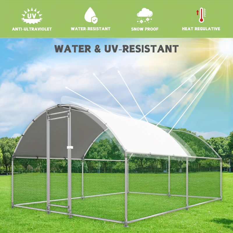 Walk-In Metal Poultry Enclosure in Six Size Options with Mesh Walls, Door and Partial Roof Cover — image 13