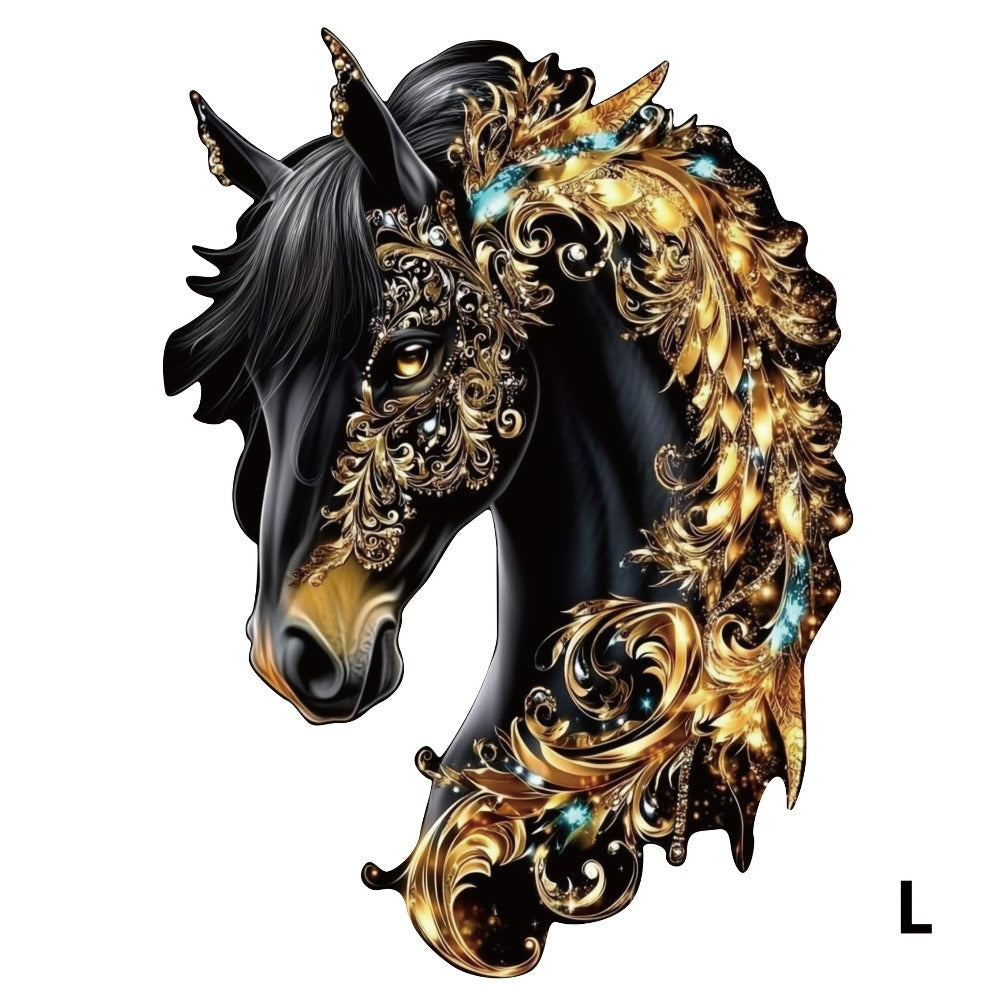 Ornate Horse Silhouette Wooden Jigsaw Puzzle with Gold-Tone Scrollwork in Three Size Options for Display — image 8