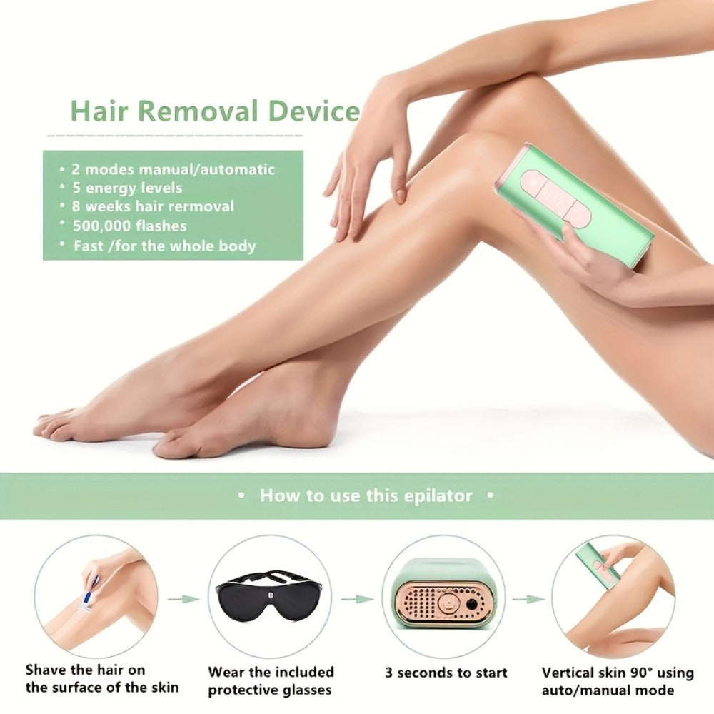 Green IPL Hair Removal Device with 999900 Flash-Counter Marking, Manual and Auto Labels and Dust Cover — image 4