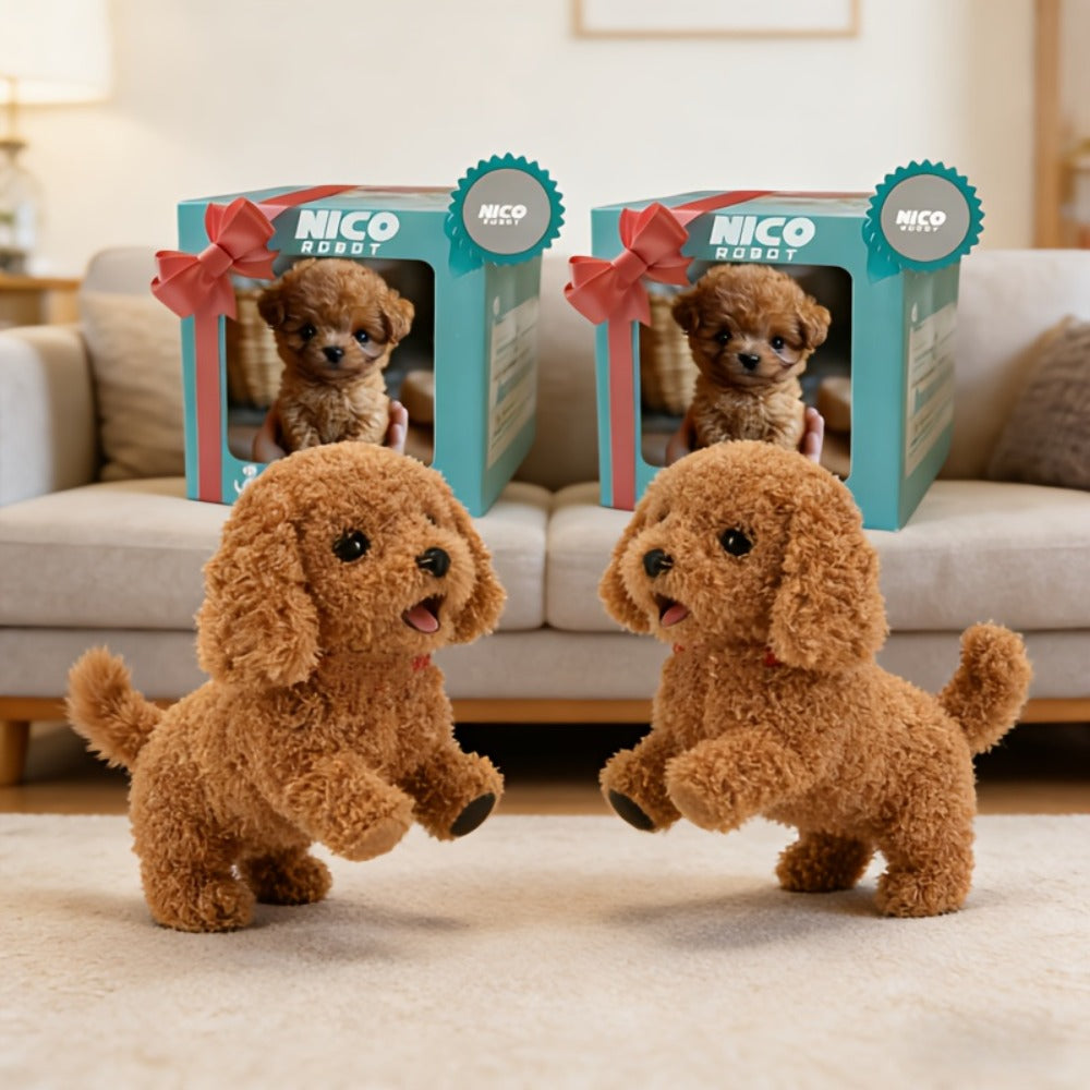Two-Piece Brown Electronic Plush Puppy Toy Set with Walking and Barking Presentation and Boxed Dogs — image 3
