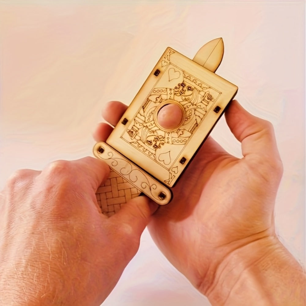 Wooden Magic Trick Set 4-Piece Kit, STEM Magic Puzzles with Sword Finger, Coin & Key Penetration — image 4