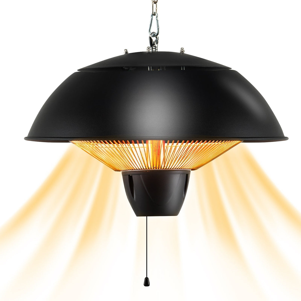 Hanging Patio Heater 1500W Electric Ceiling Mounted Heater with Halogen Tubes, 360° Coverage, Adjustable 23" Chain — image 2