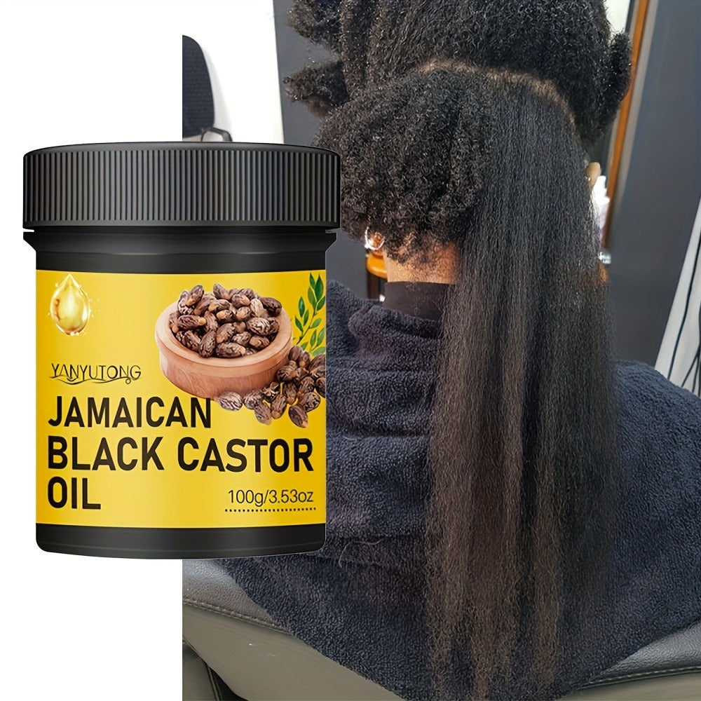 Hair Oil YANYUTONG Jamaican Black Castor 100g Yellow-Label Jar with Black Screw Lid for Hair and Scalp Application — image 2
