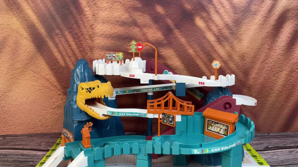 Dinosaur Race Track Toy Set for Kids with 10 Mini Cars & Ramp Launcher with the Listed Color, Size or Set Options for Everyda