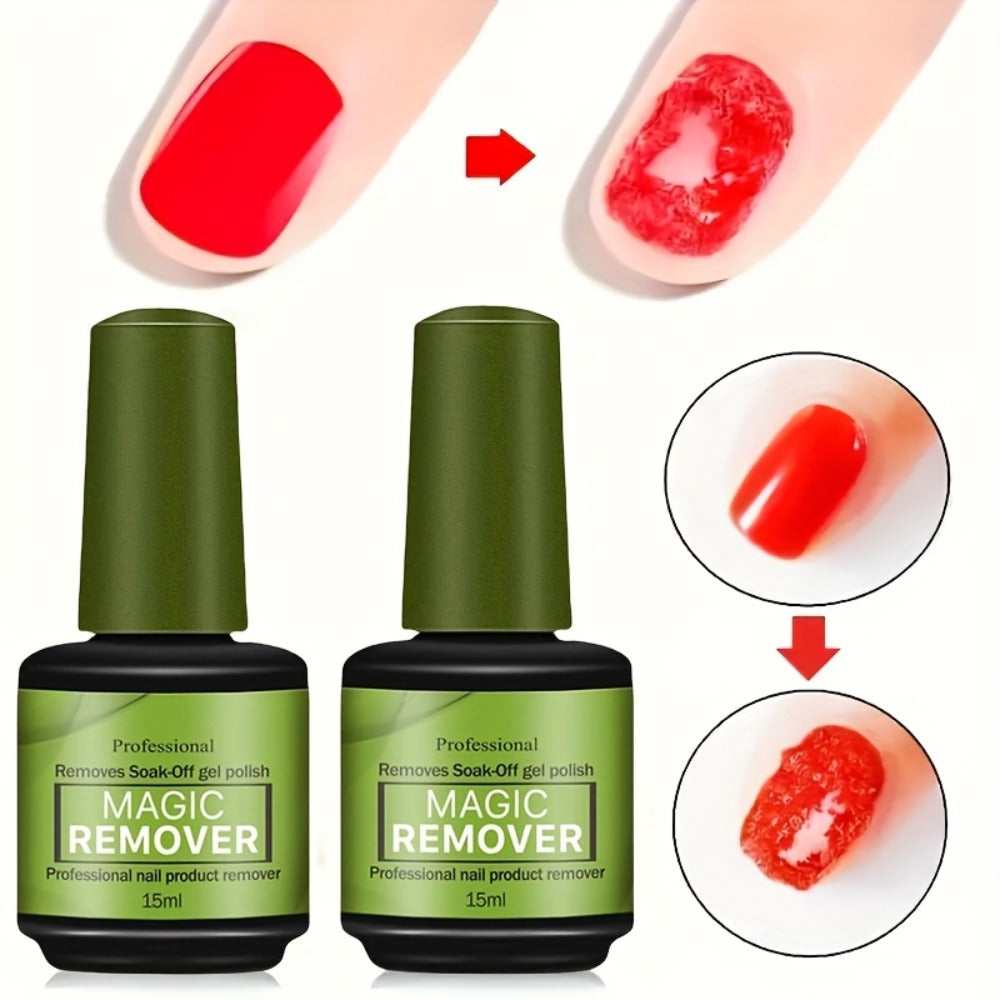 Gel Nail Polish Remover 3pcs Set – Soak Off Gel Nails, Nail Glue & Acrylic Nails in 2-3 Minutes | Fast Gentle Formula for Hom