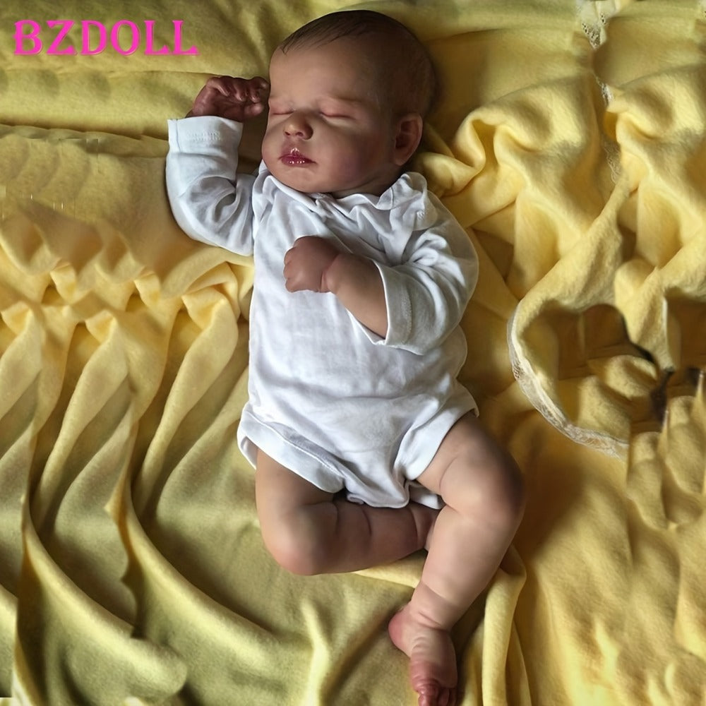 Sleeping 20-Inch Baby Doll with Cloth Body, White Long-Sleeve Outfit and 50 cm Size Label for Display — image 1