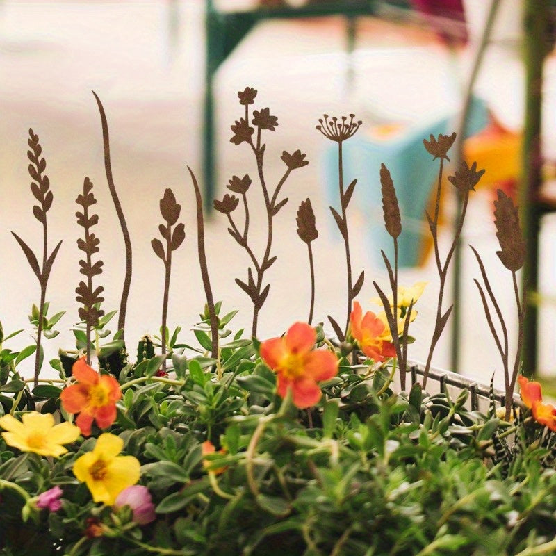 Rustic Metal Wildflower Stems, 12-Piece 30 cm Botanical Set for Vases, Planters and Garden Beds — image 5