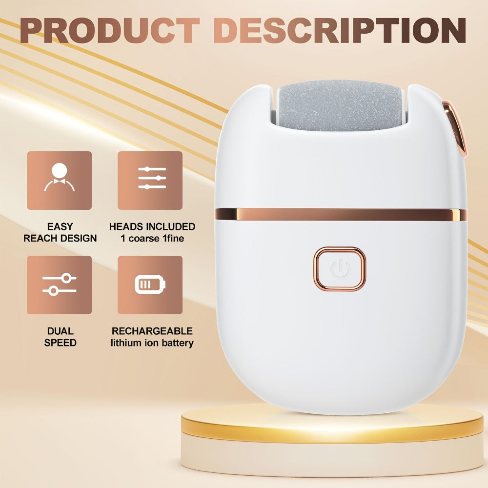 Electric Callus Remover Rechargeable Foot Grinder with 3 Replacement Heads 2 Speed Settings IPX5 Waterproof USB Charging Port