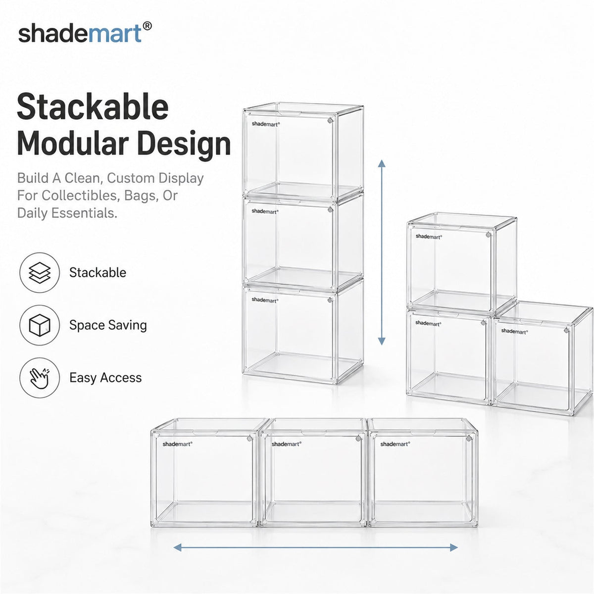 Clear Display Case Set of 3, Dustproof Transparent Storage Box Organizer for Collectibles, Car Models — image 2