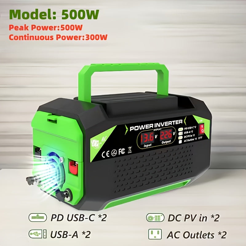 Portable 12V DC to 110V AC Power Inverter with 400W to 1000W Model Labels, Display and Carry Handle — image 4