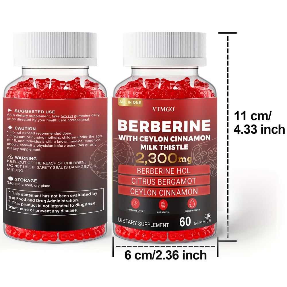 Berberine HCL Gummies 2300mg 60ct with Ceylon Cinnamon, Milk Thistle & Turmeric for Blood Sugar Balance — image 13