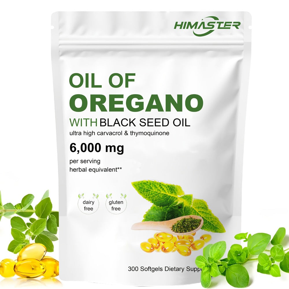 Herbal Supplements with HIMASTER Label, Oregano Oil 6000mg and Black Seed Oil 200mg, 300 Softgels — image 5