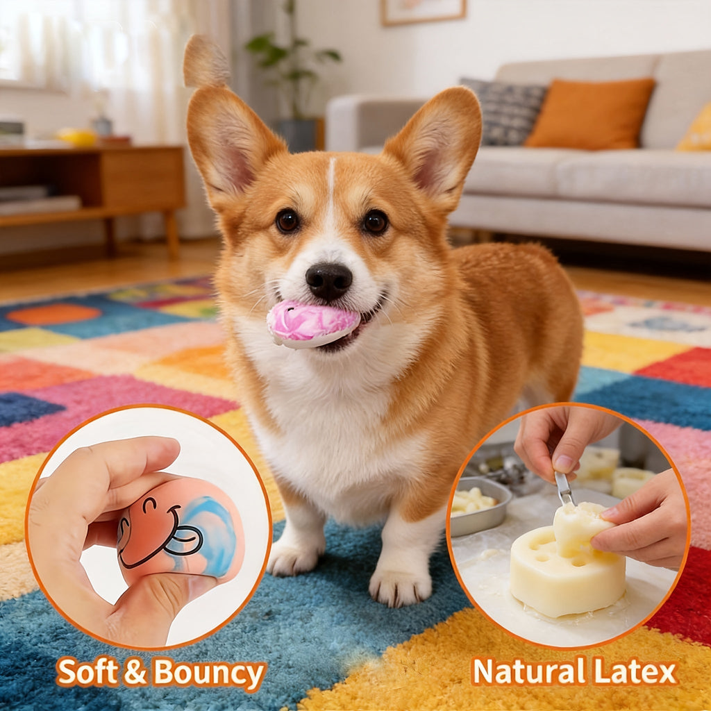 Six-Pack Squeaky Latex Dog Ball Set with Assorted Cartoon Faces and 2.2-Inch Pictured Diameter — image 2