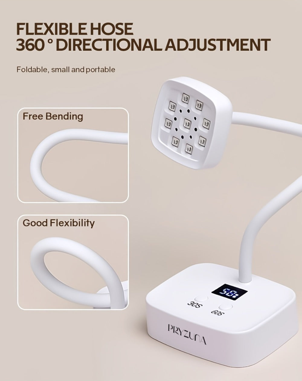 UV LED Nail Lamp Smart Sensor Auto-Start Rechargeable Cordless with 360° Flexible Gooseneck LCD Display 30s 60s Timer — image