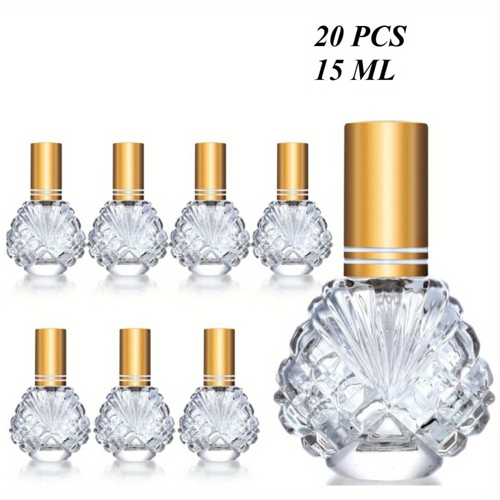 Glass Perfume Atomizer Bottles 15ml 20 Pack Gold Refillable Fine Mist Spray Travel Fragrance Bottles with 5 Funnels and 5 Pip