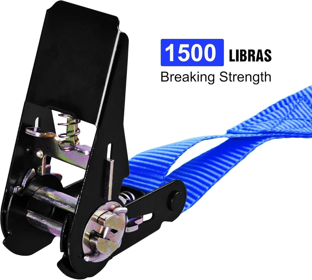 Ratchet Tie Down Straps 4-Pack 15FT 1, 500 lb Break Strength Heavy Duty with Soft Loops & Storage Bag – High-Visibility Webbi