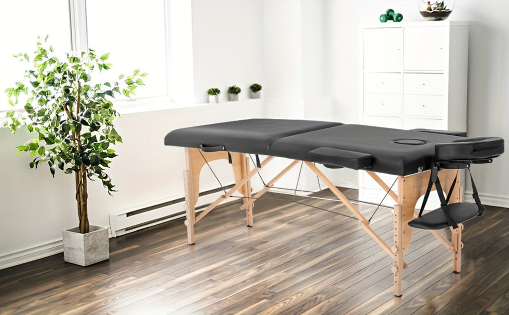 2-Fold Portable Massage Table with Face Cradle & Carrying Bag, Adjustable Height PU Leather Lash Bed — image 15