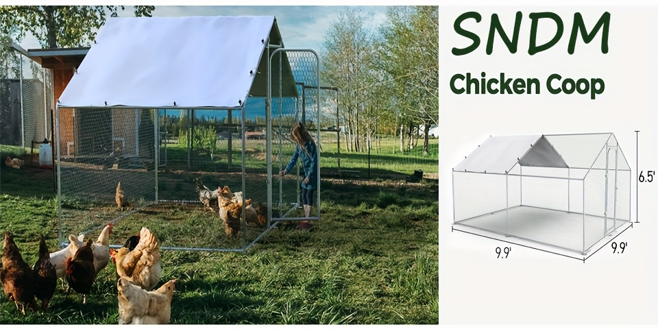 Chicken Run, Metal Outdoor Poultry Cage Large Walk-in Enclosure for Chickens Ducks Rabbits for Garden, Patio and Yard Use — i