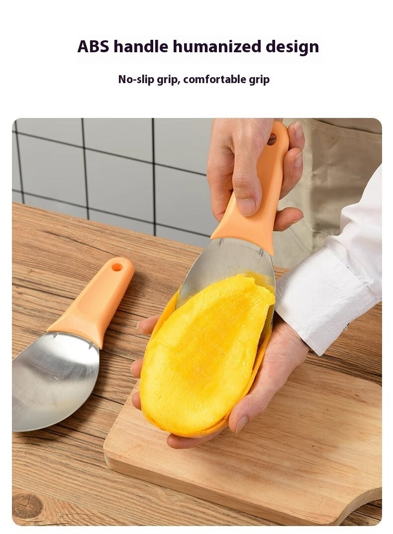 Stainless Steel Mango Peeler Fruit Meat Spoon Mango Cutter Dice