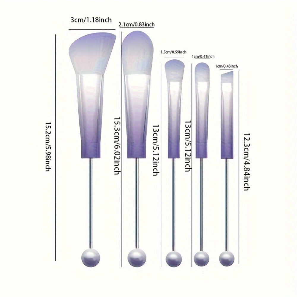 Makeup Brush Set, 15-Piece Bead-Ready Metal Handle Collection with Powder, Blush, Eyeshadow and Angled Brush Shapes — image 7