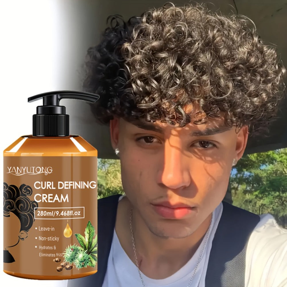 Curl Setting Cream with Castor Oil 280ml – Moisturizing Long-Lasting Curl Definition & Frizz Control, Non-Greasy Lightweight 