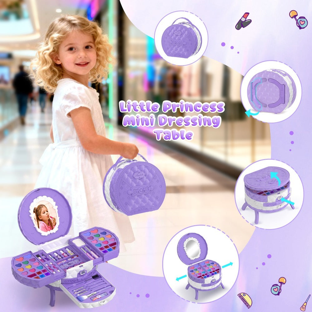 Girls Makeup Set with Dressing Table & Mirror - Princess Pretend Play Vanity Toy for Kids Ages 3-12 — image 4