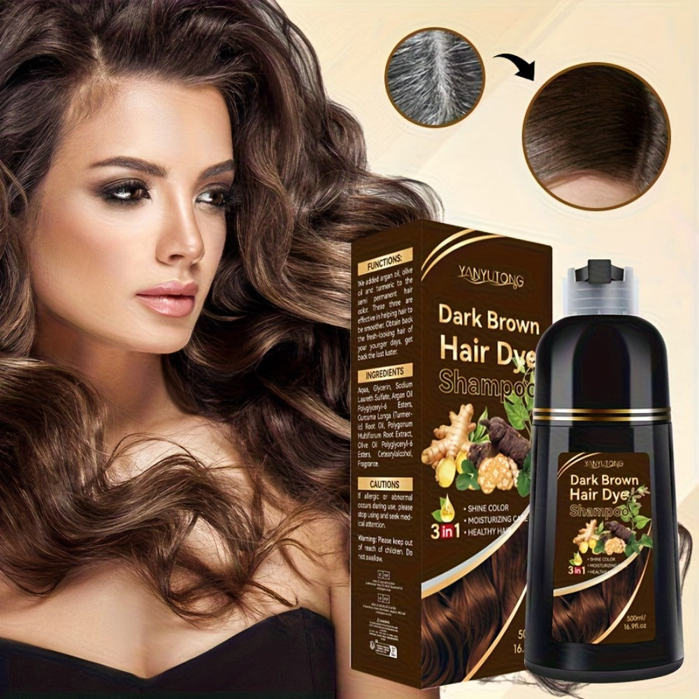 Ammonia-Free Herbal Hair Color Shampoo 3-in-1 Colors in 15 Minutes Lasts 30 Days – Semi Permanent Gray Coverage Moisturizing 