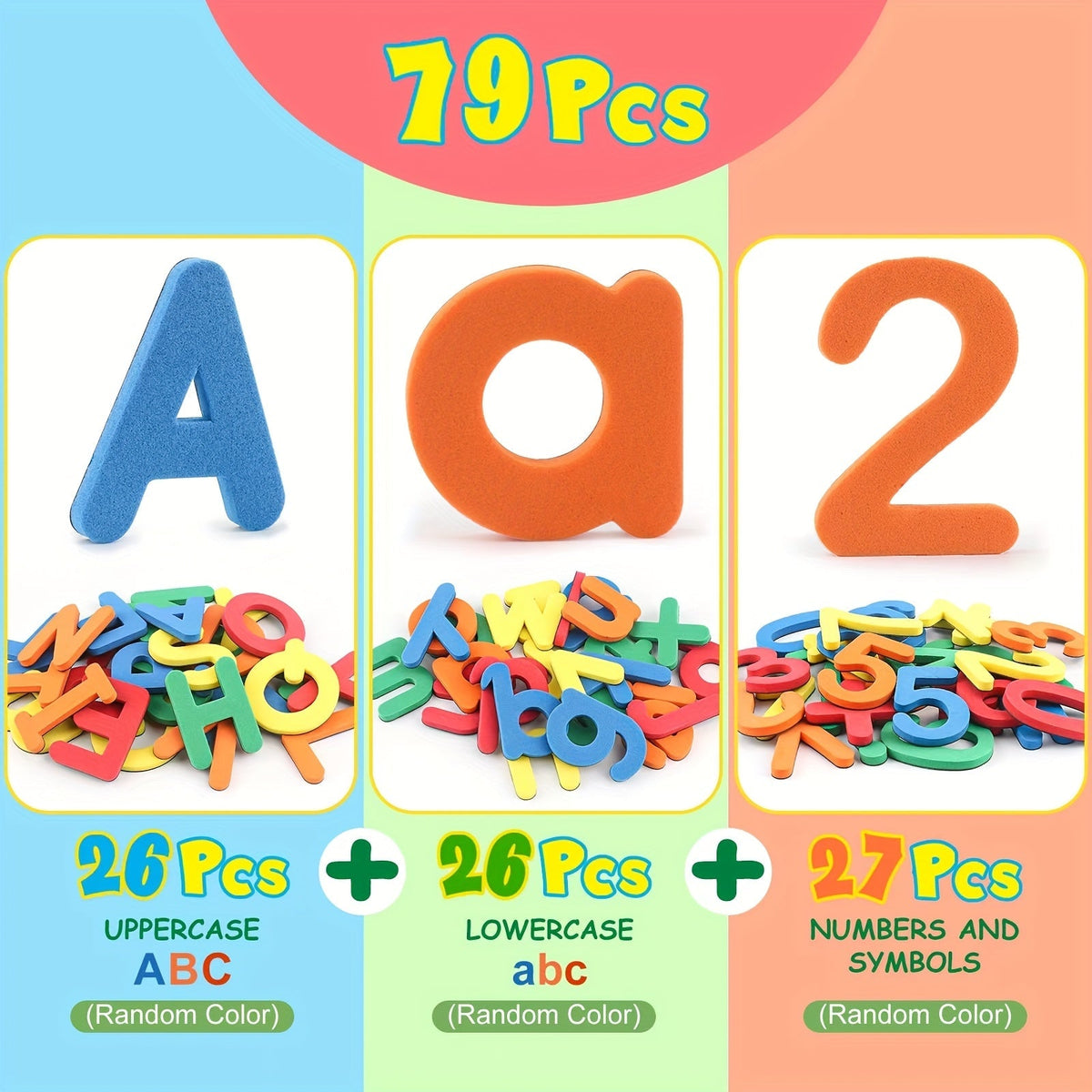 Magnetic Letters and Numbers for Kids 79-Piece Colorful Alphabet Fridge Magnets with the Listed Color, Size or Set Options fo