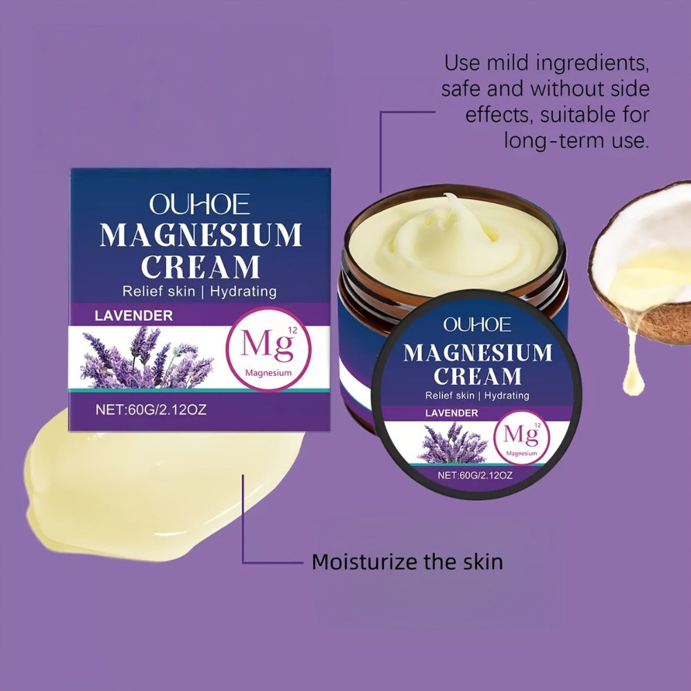 Body Cream OUHOE Magnesium Lavender 60g Jars in a Two-Piece Boxed Set for External Massage Use — image 6