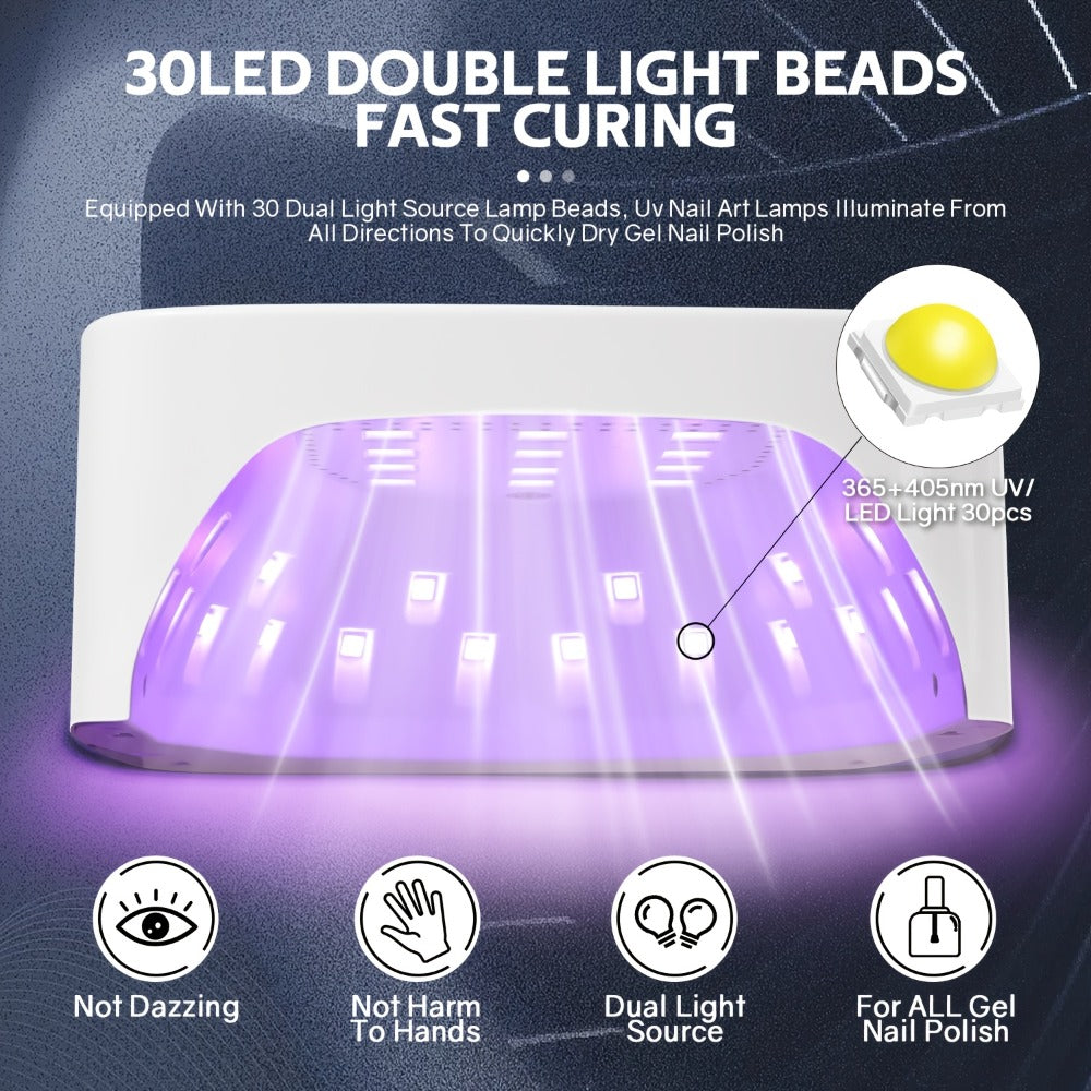 Rechargeable UV LED Nail Lamp 30 Beads, Professional Gel Nail Curing Light Cordless with 3 Timer Settings — image 8