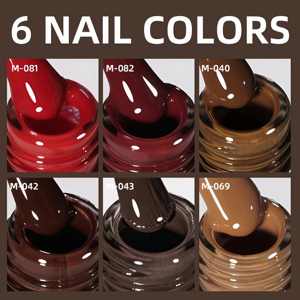 Gel Nail Polish Set with XEIJAYI Label, 6 Red Glitter Gel Colors in Gilded Bottle Set 36 for UV LED Cure — image 3