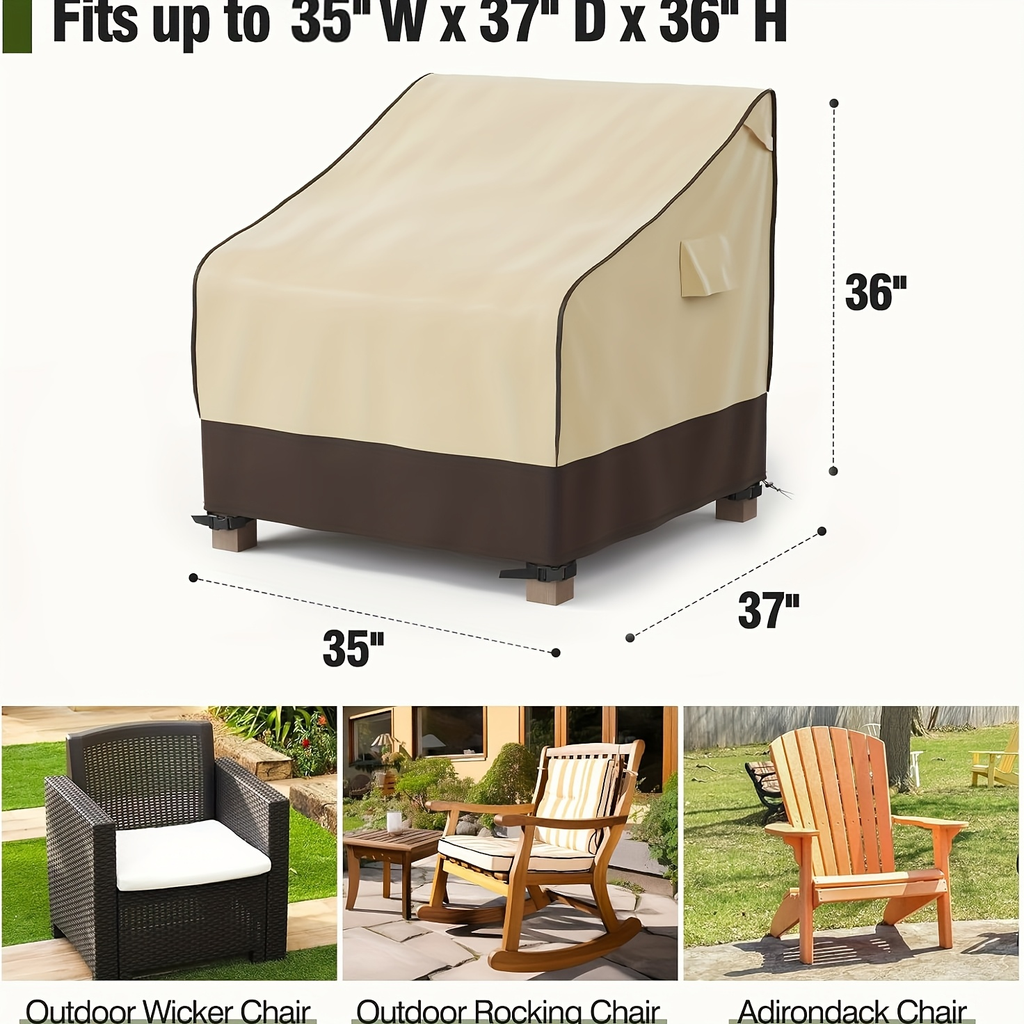 Two-Pack Patio Chair Covers in Beige and Brown with 32- or 35-Inch Width and 36-Inch Height — image 5