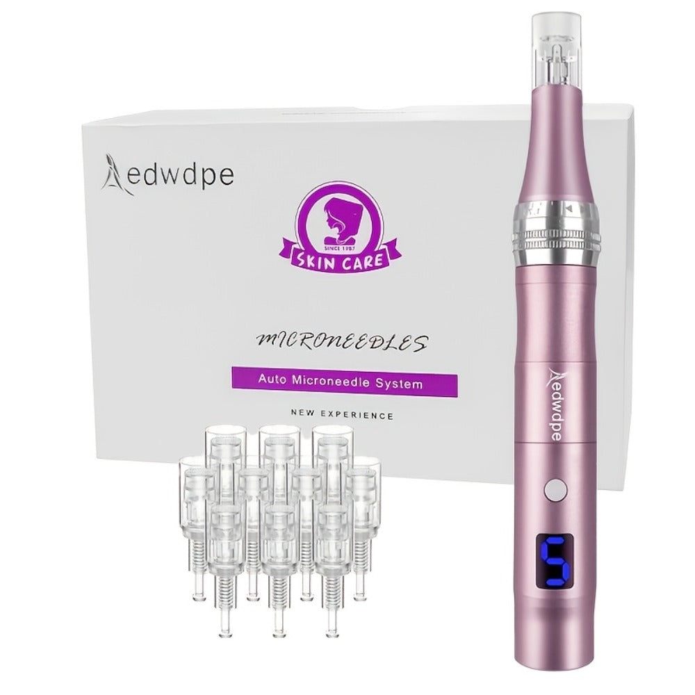 Microneedling Pen Electric 6-Speed Wireless Derma Pen 0.25mm Aluminum Alloy Cordless Skin for Bath Time, Home Spa and Persona