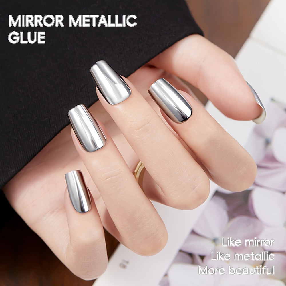 Mirror Metallic Silver Nail Art Gel in XEIJAYI Electroplating-Style Bottle with Cap-Mounted Detail Brush — image 7