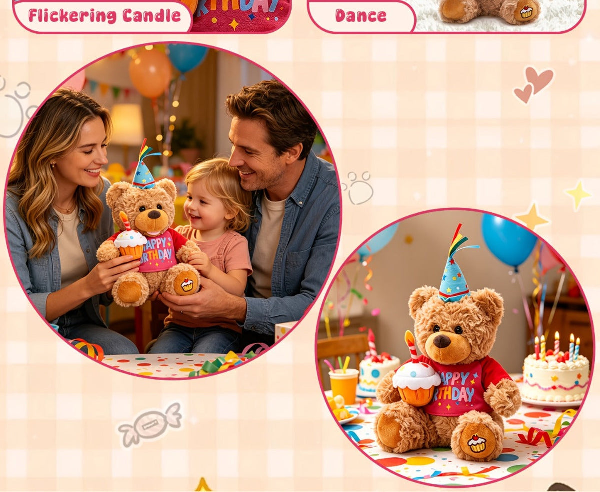 Singing Birthday Teddy Bear Plush Toy 13.5 Inch Interactive Stuffed Animal with the Listed Color, Size or Set Options for Eve