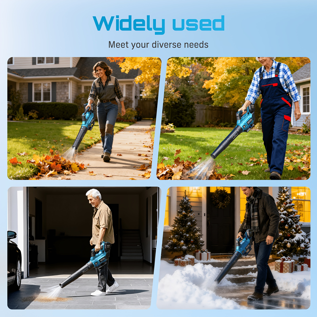 Cordless Leaf Blower 780CFM 40V Brushless, Seesii with 2x4000mAh Batteries & 2 Chargers, Turbo Button — image 9