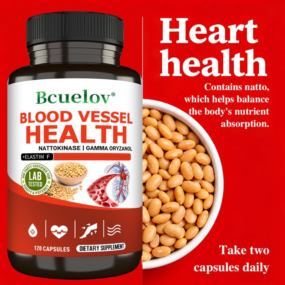 Nattokinase Supplement 120 or 240 Capsules, Gamma-Oryzanol Cardiovascular Formula for Heart Health — image 6