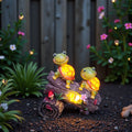Solar Garden Turtle Statue with 4 LED Lights IP44 Waterproof Resin Frog Face Turtle Figurine Outdoor Decor for Patio Lawn Yar