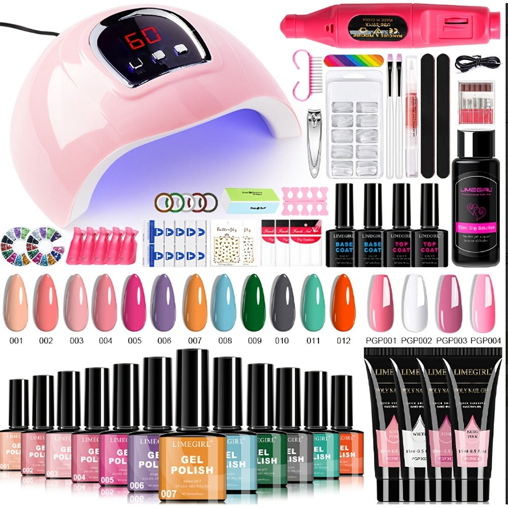 Gel Nail Polish Kit with UV Lamp & Electric Nail Drill – 12 Colors Gel Polish Set, Poly Extension Gel, Top & — image 28