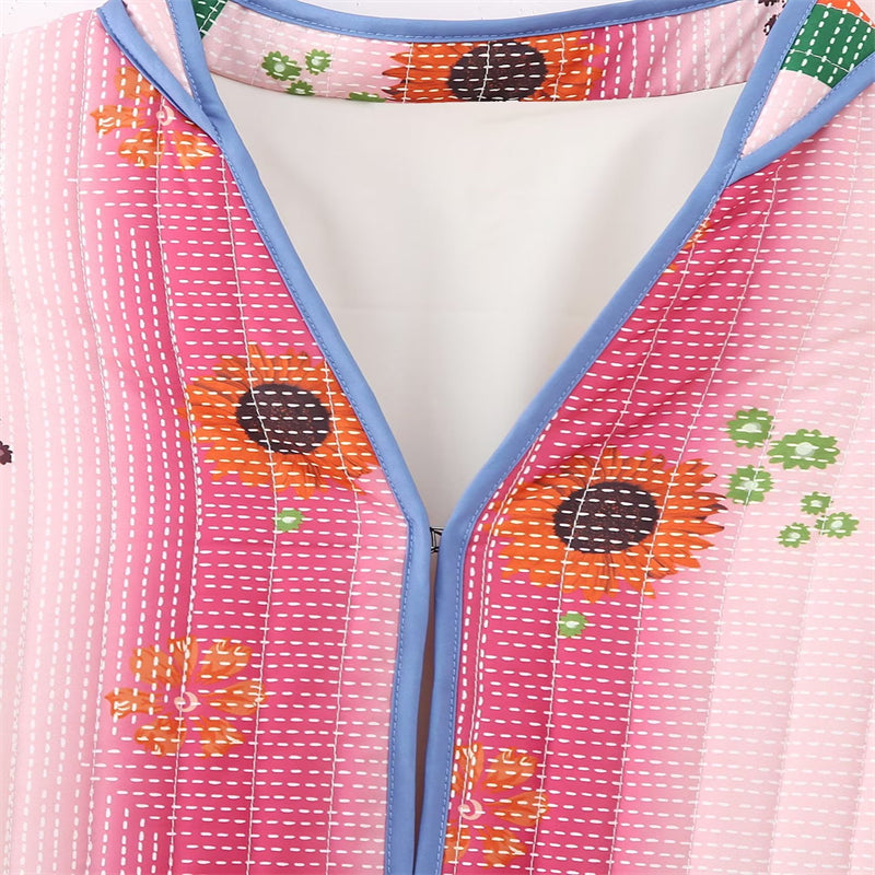 Mid-length Multicolor Printing Cotton Coat Jacket Women
