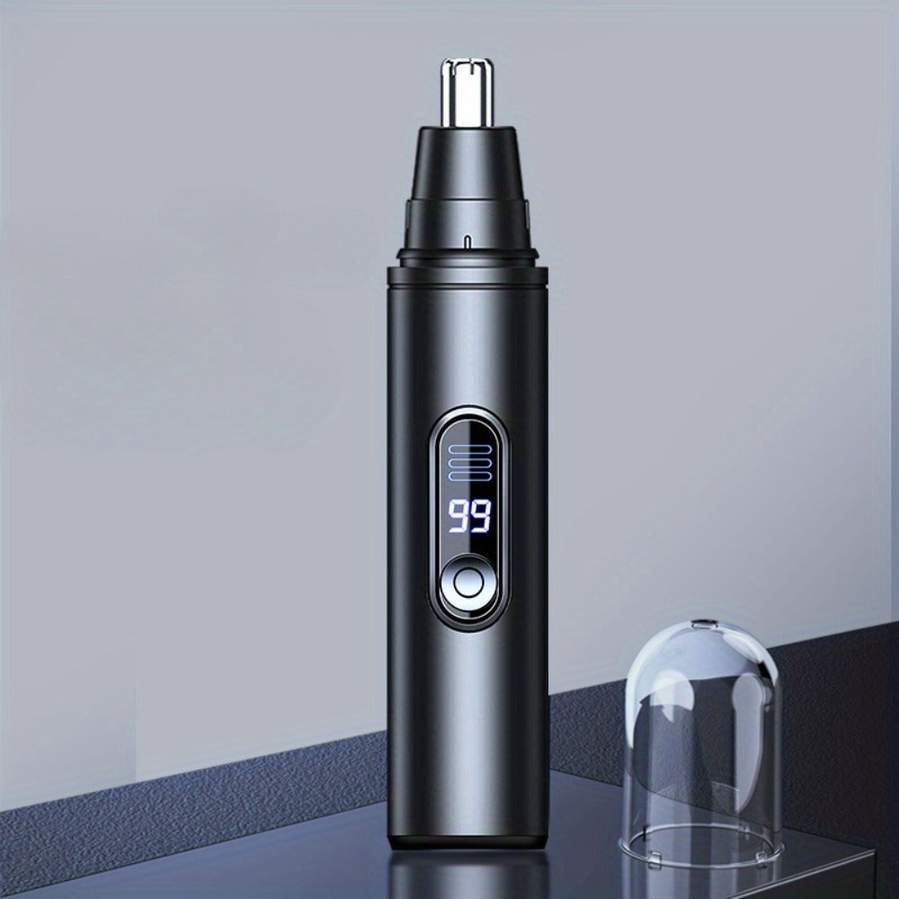 Nose Hair Trimmer Electric Painless 3-in-1 USB Rechargeable with LED Display – Trims Nose Ear Hair Eyebrows Waterproof Groomi