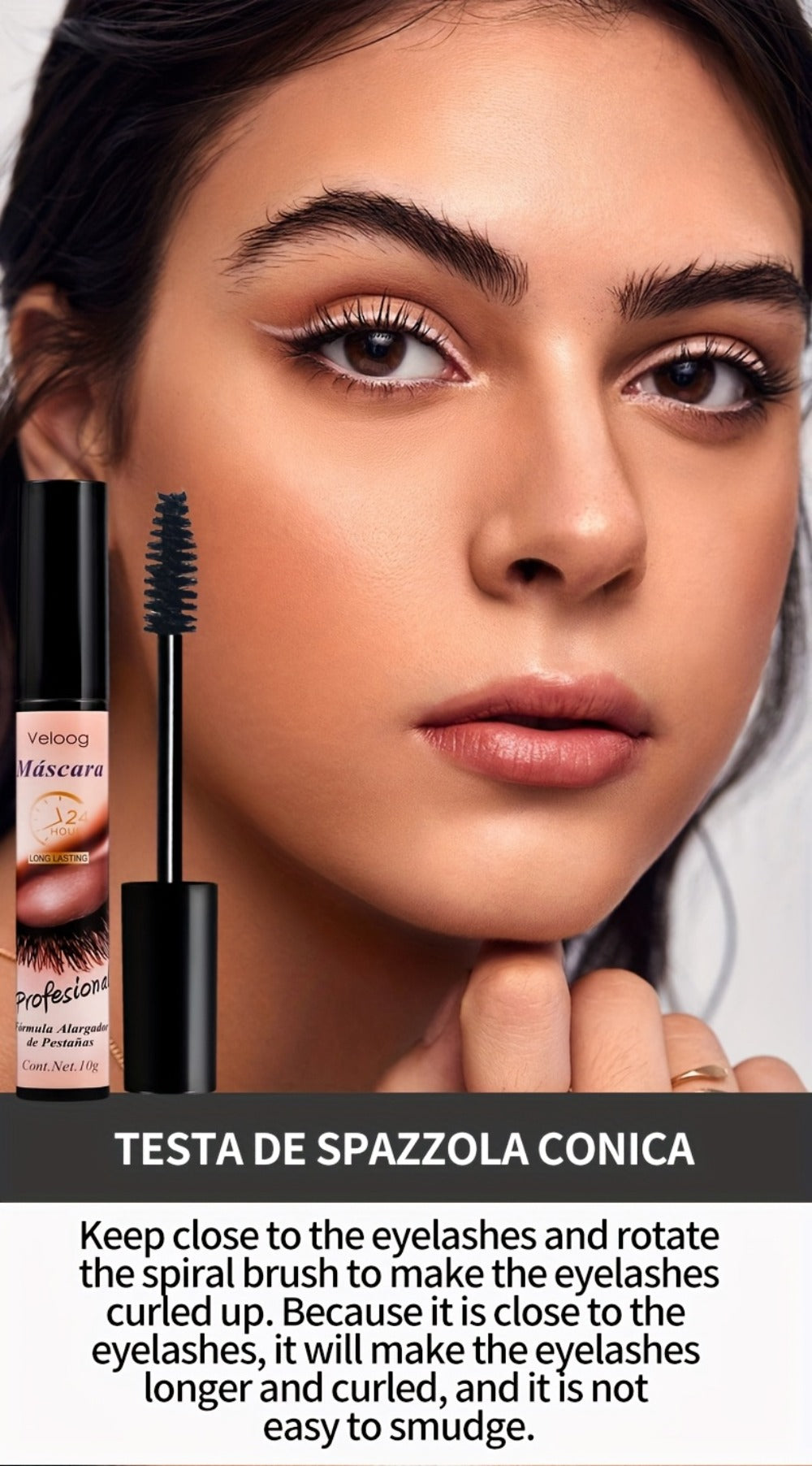 Waterproof Mascara Set 3 Piece, Lengthening Volumizing Curling Lash Mascara with Sea Urchin Spiral Conical Brush Heads — imag