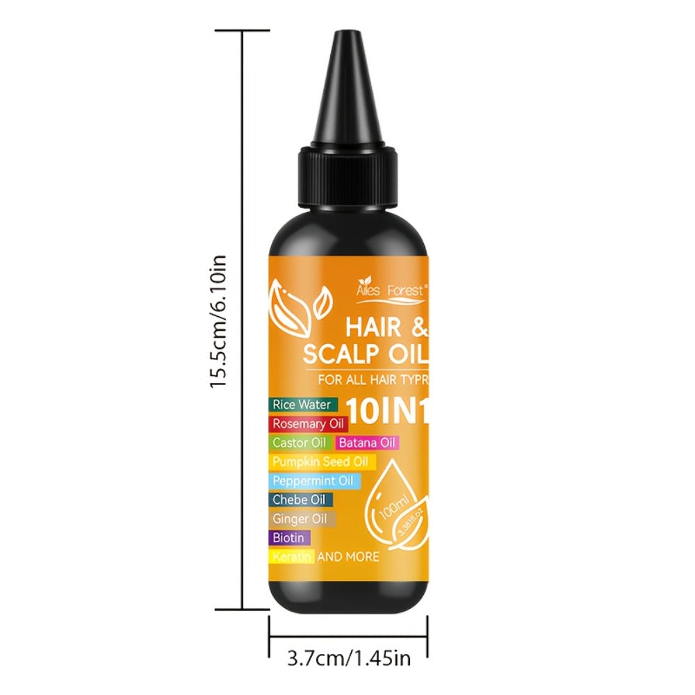 Hair Oil 10-in-1 100ml Pointed-Applicator Bottle with Ginger, Rosemary, Castor, Batana, Rice Water and Biotin — image 4