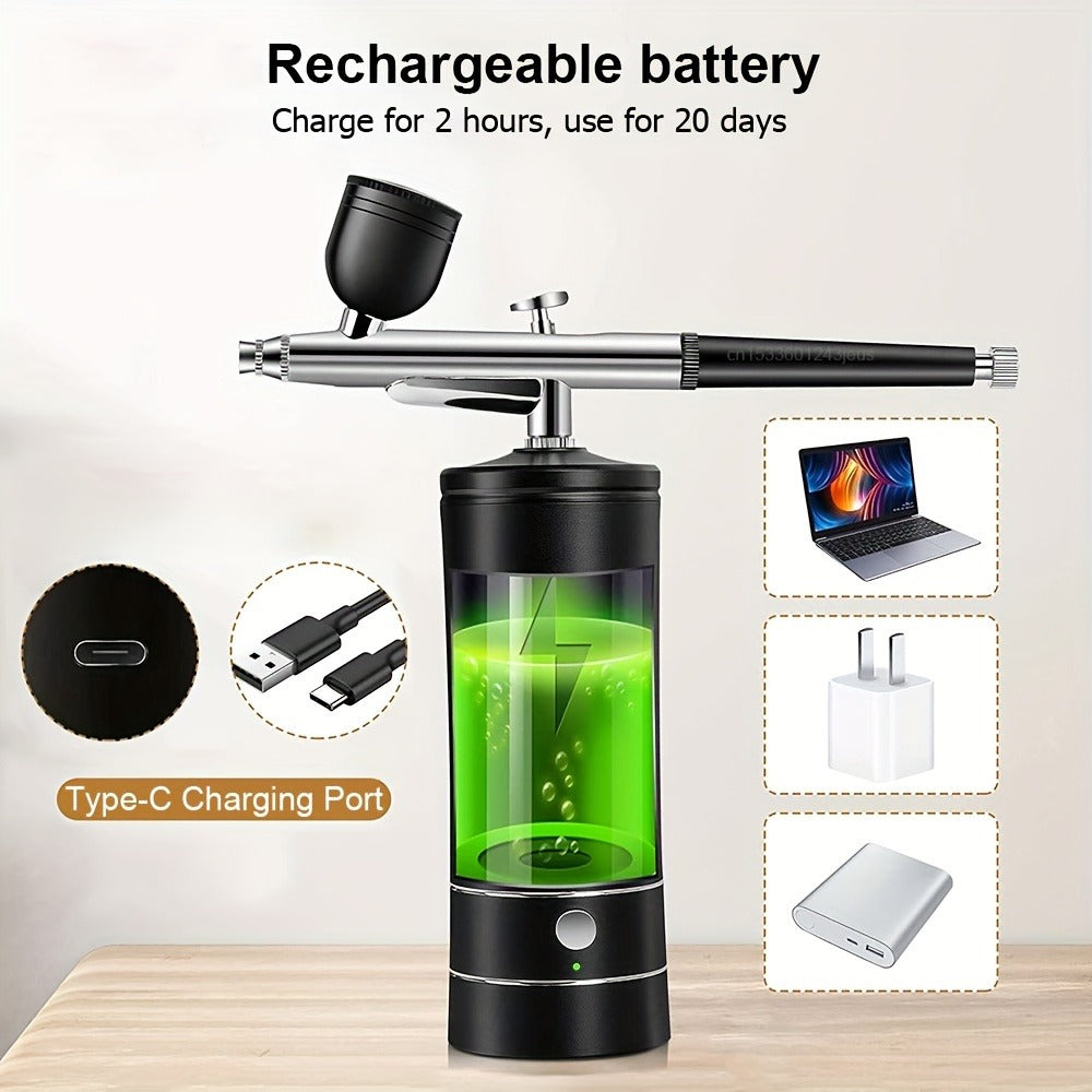 Rechargeable Airbrush and Compressor Kit with Black or Pink Two-Speed Pump, Two Paint Pots and Cleaning Brushes — image 5