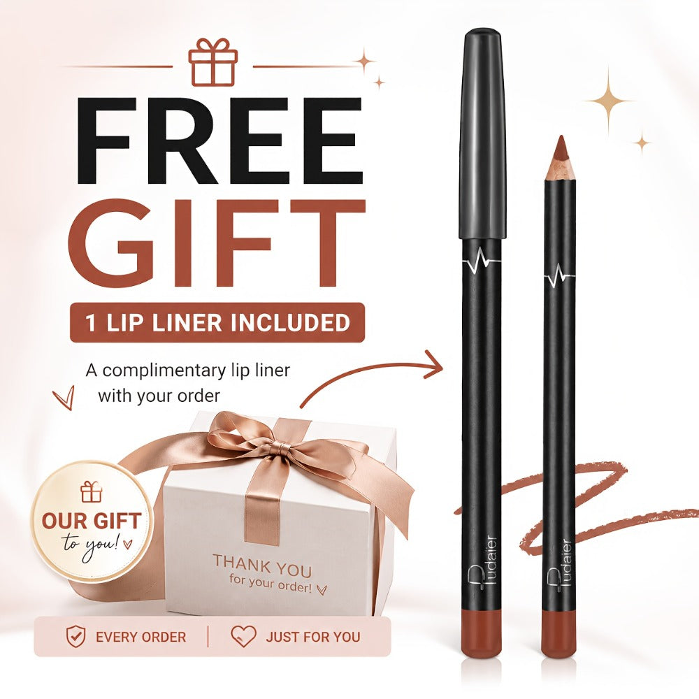 Golden Lipstick Set with Lip Liner Pencil 2 Piece, Brown Shimmer Lipstick and Nude Lip Liner — image 9