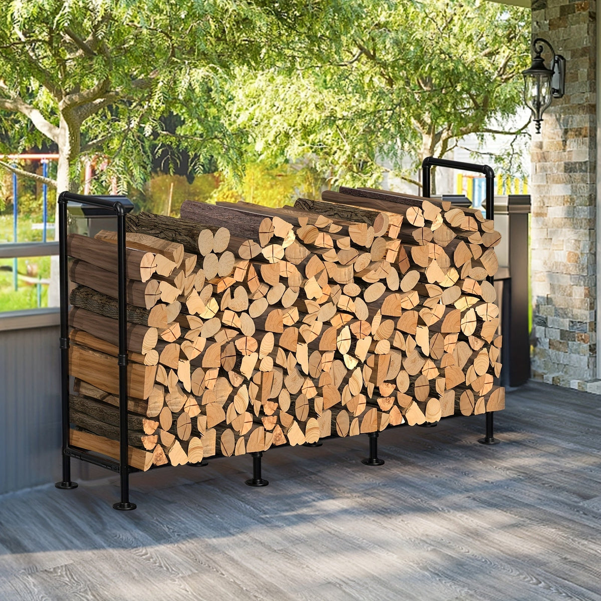 Firewood Rack | Heavy Duty Steel Indoor Outdoor Fireplace Patio Deck — image 11
