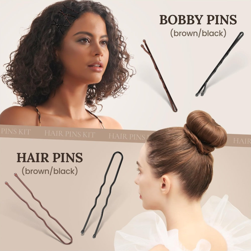 Hair Accessories 163-Piece Styling Set with Hair Ties, Nets, Bobby Pins and Snap Clips in Case — image 7
