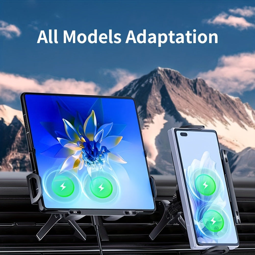 Dual-Coil Wireless Charging Car Mount with 15W Label, Fold-Screen Support and Three Configurations — image 9