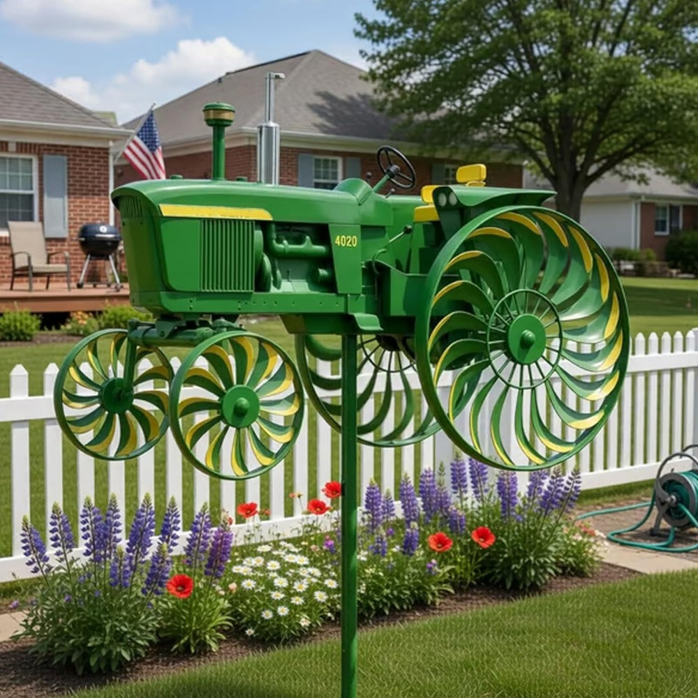 Garden Windmill Stake Tractor-Shaped | Rotating Wheels Pinwheel for Patio Yard Lawn Outdoor Sculpture Decor Gift — image 5